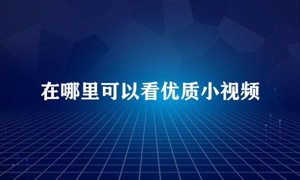 在哪里可以看优质小视频