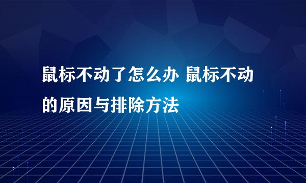 鼠标不动了怎么办 鼠标不动的原因与排除方法