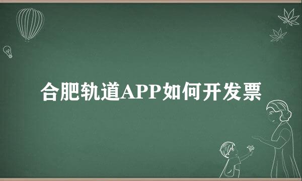 合肥轨道APP如何开发票