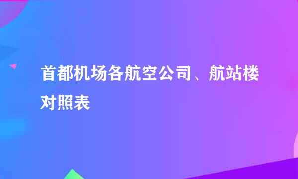 首都机场各航空公司、航站楼对照表