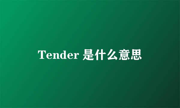 Tender 是什么意思