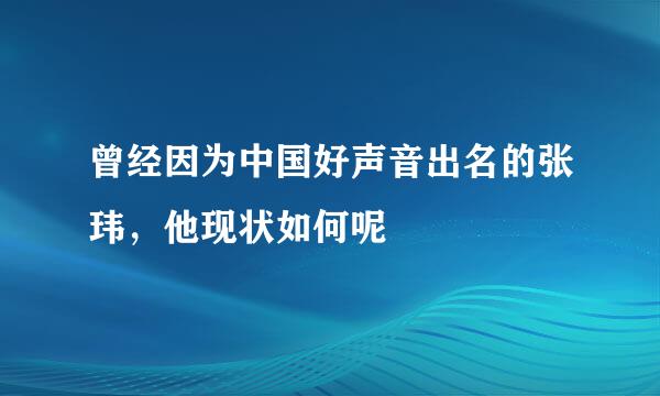 曾经因为中国好声音出名的张玮，他现状如何呢