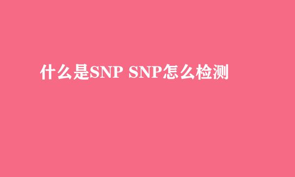 什么是SNP SNP怎么检测