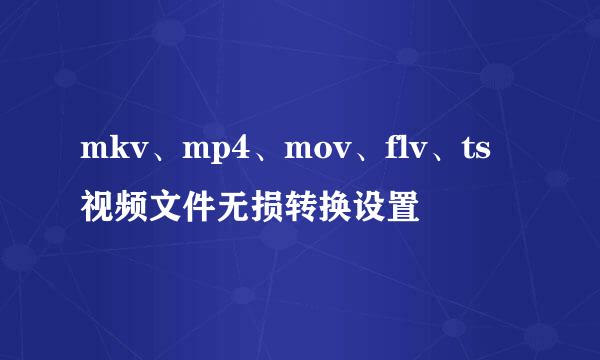 mkv、mp4、mov、flv、ts视频文件无损转换设置