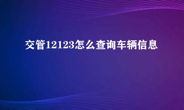 交管12123怎么查询车辆信息