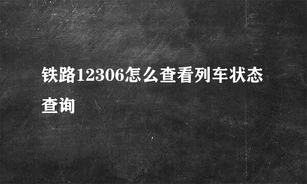 铁路12306怎么查看列车状态查询