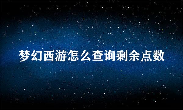 梦幻西游怎么查询剩余点数