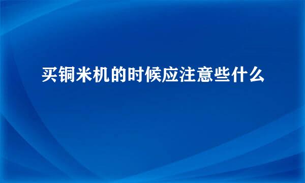 买铜米机的时候应注意些什么