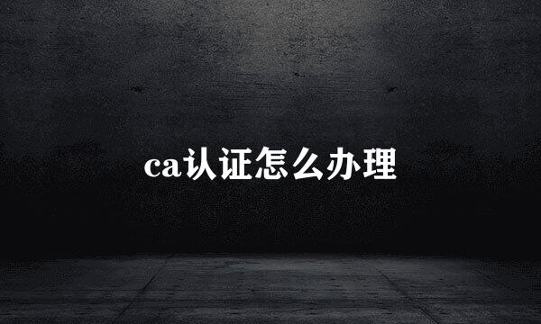 ca认证怎么办理