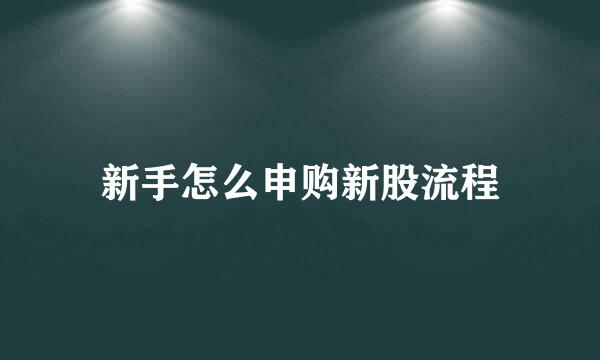 新手怎么申购新股流程