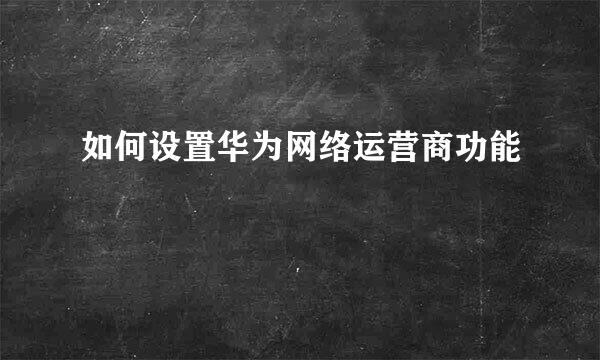 如何设置华为网络运营商功能