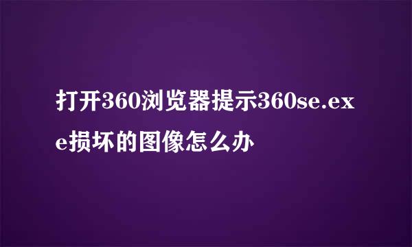 打开360浏览器提示360se.exe损坏的图像怎么办