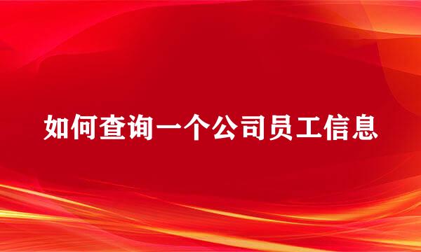 如何查询一个公司员工信息