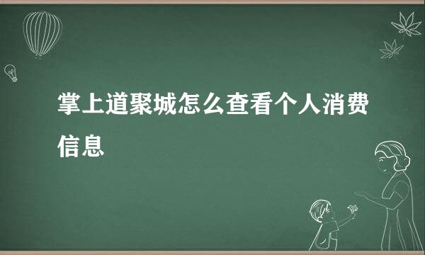 掌上道聚城怎么查看个人消费信息