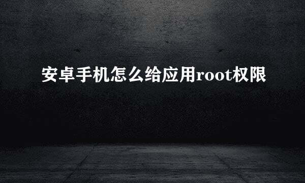 安卓手机怎么给应用root权限