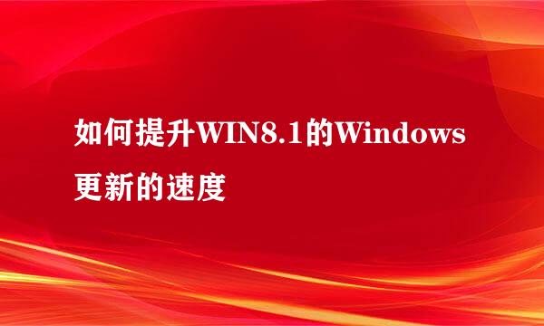 如何提升WIN8.1的Windows更新的速度