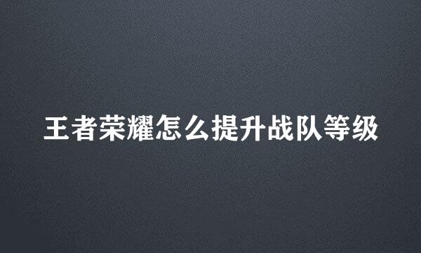 王者荣耀怎么提升战队等级