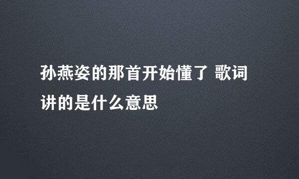 孙燕姿的那首开始懂了 歌词讲的是什么意思