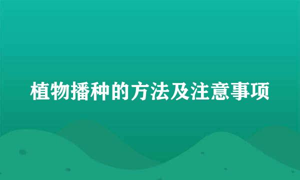 植物播种的方法及注意事项