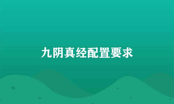 九阴真经配置要求