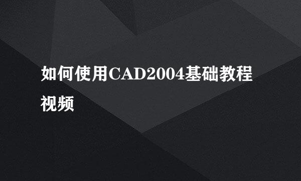 如何使用CAD2004基础教程视频