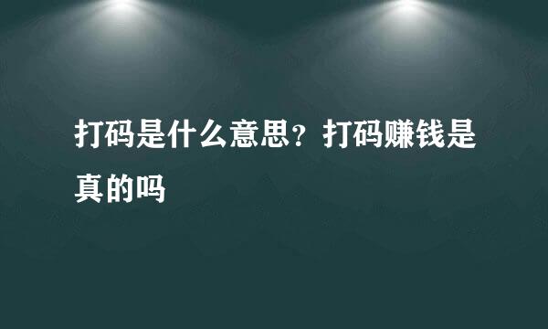 打码是什么意思？打码赚钱是真的吗