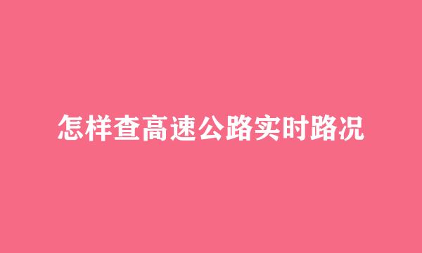 怎样查高速公路实时路况