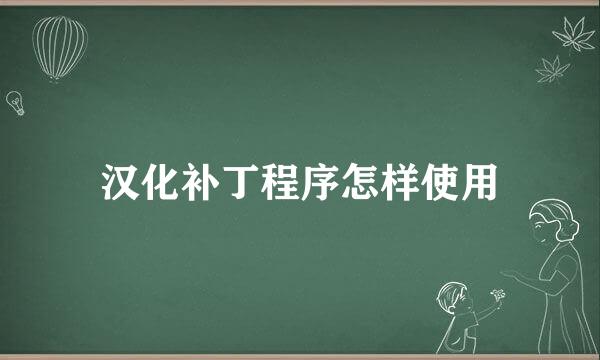 汉化补丁程序怎样使用