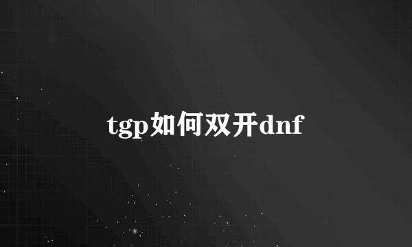 tgp如何双开dnf