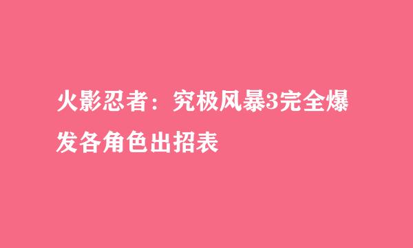 火影忍者：究极风暴3完全爆发各角色出招表