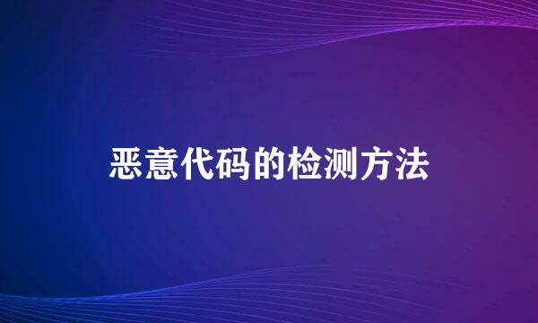 恶意代码的检测方法