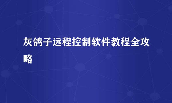 灰鸽子远程控制软件教程全攻略