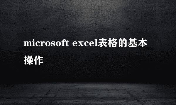 microsoft excel表格的基本操作