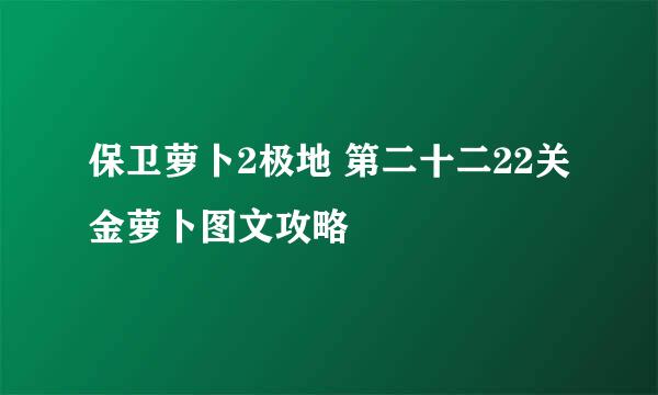 保卫萝卜2极地 第二十二22关金萝卜图文攻略