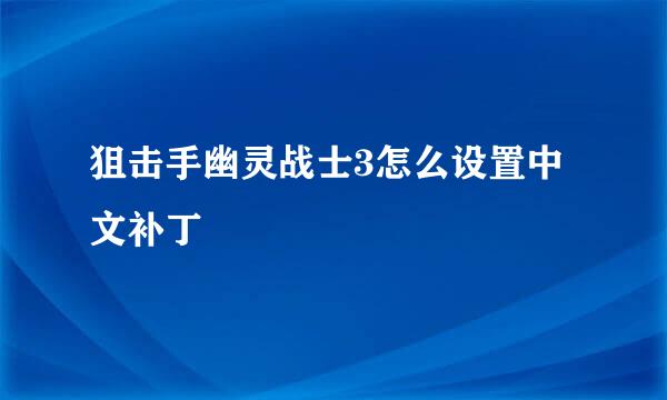 狙击手幽灵战士3怎么设置中文补丁