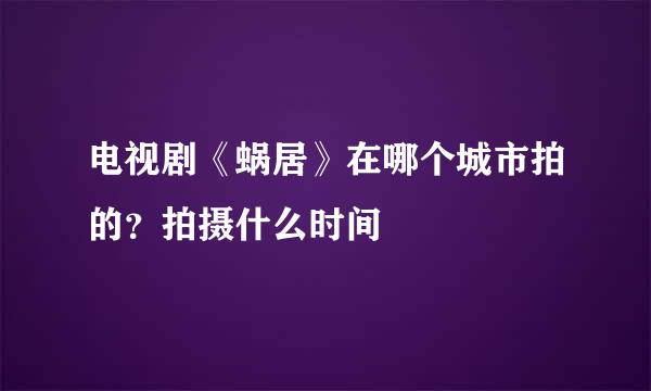 电视剧《蜗居》在哪个城市拍的？拍摄什么时间