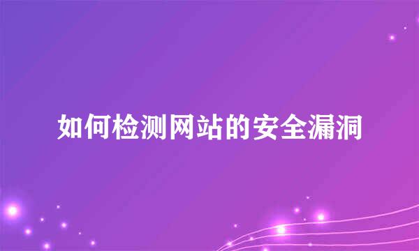 如何检测网站的安全漏洞