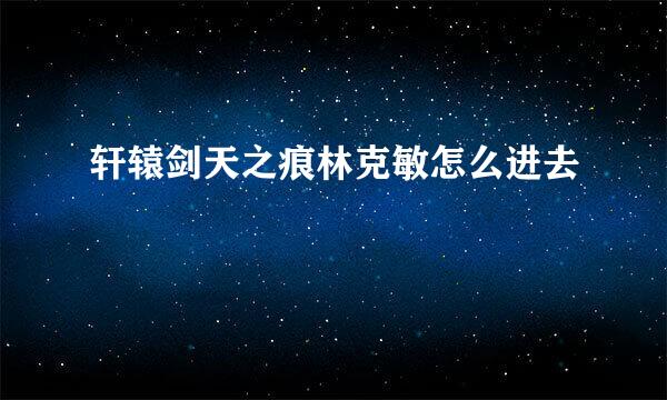 轩辕剑天之痕林克敏怎么进去