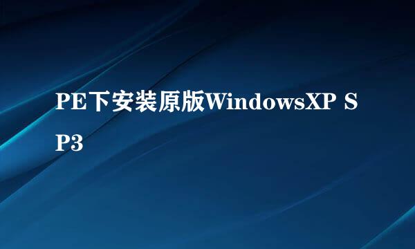 PE下安装原版WindowsXP SP3