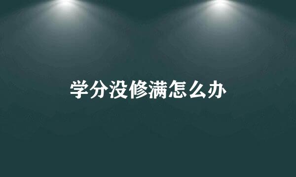 学分没修满怎么办