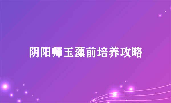 阴阳师玉藻前培养攻略