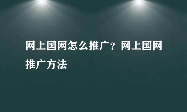 网上国网怎么推广？网上国网推广方法