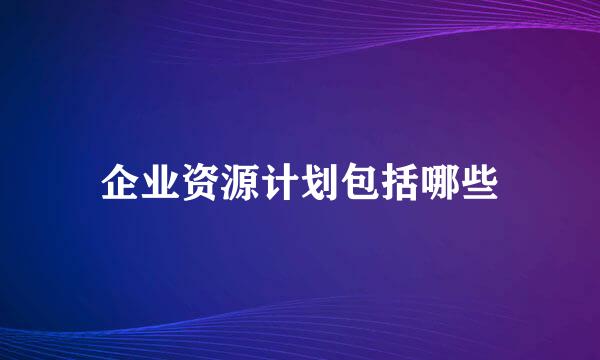 企业资源计划包括哪些