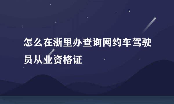 怎么在浙里办查询网约车驾驶员从业资格证