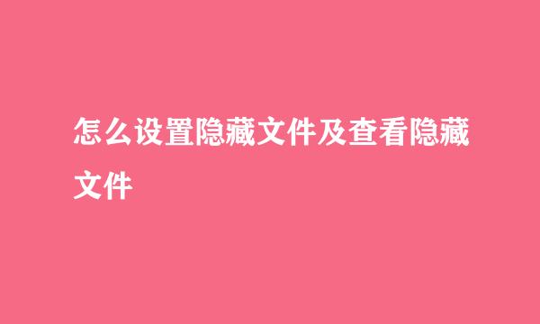 怎么设置隐藏文件及查看隐藏文件