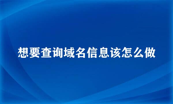 想要查询域名信息该怎么做