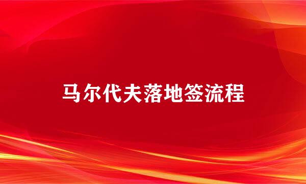 马尔代夫落地签流程