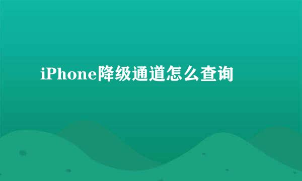 iPhone降级通道怎么查询