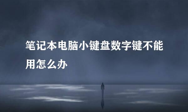 笔记本电脑小键盘数字键不能用怎么办