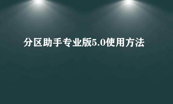 分区助手专业版5.0使用方法